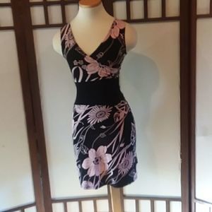 Taboo dress sz small pink and black floral print